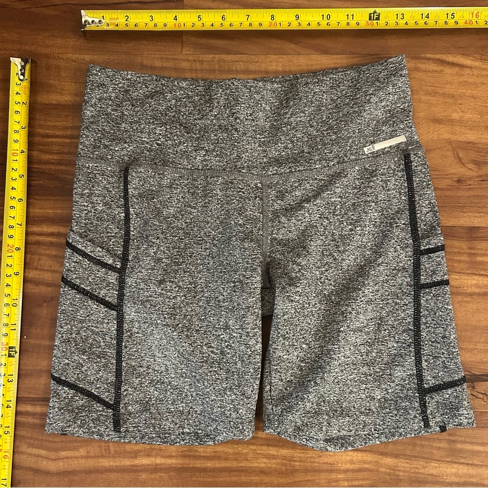 Gray JGX Yoga Biker Athletic Workout Shorts, side pockets